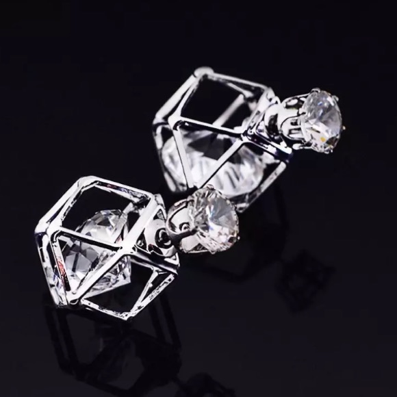 ⚜️[𝟯/$𝟮𝟴]⚜️CZ 925 Silver Geometric Earrings NEW - Picture 4 of 10
